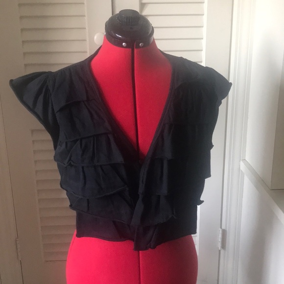 Mystify Tops - Ruffle shrug black cotton size large new with tags